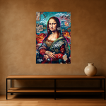 Mona Revolt van Wandkraft op canvas zonder lijst, vlak aan de muur, in een stoere loft.