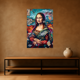 Mona Revolt van Wandkraft op canvas zonder lijst, vlak aan de muur, in een stoere loft.