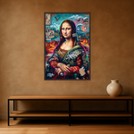 Mona Revolt van Wandkraft op canvas in wenge baklijst, in een stoere loft.