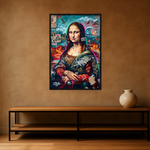 Mona Revolt van Wandkraft op canvas in zwarte baklijst, in een stoere loft.