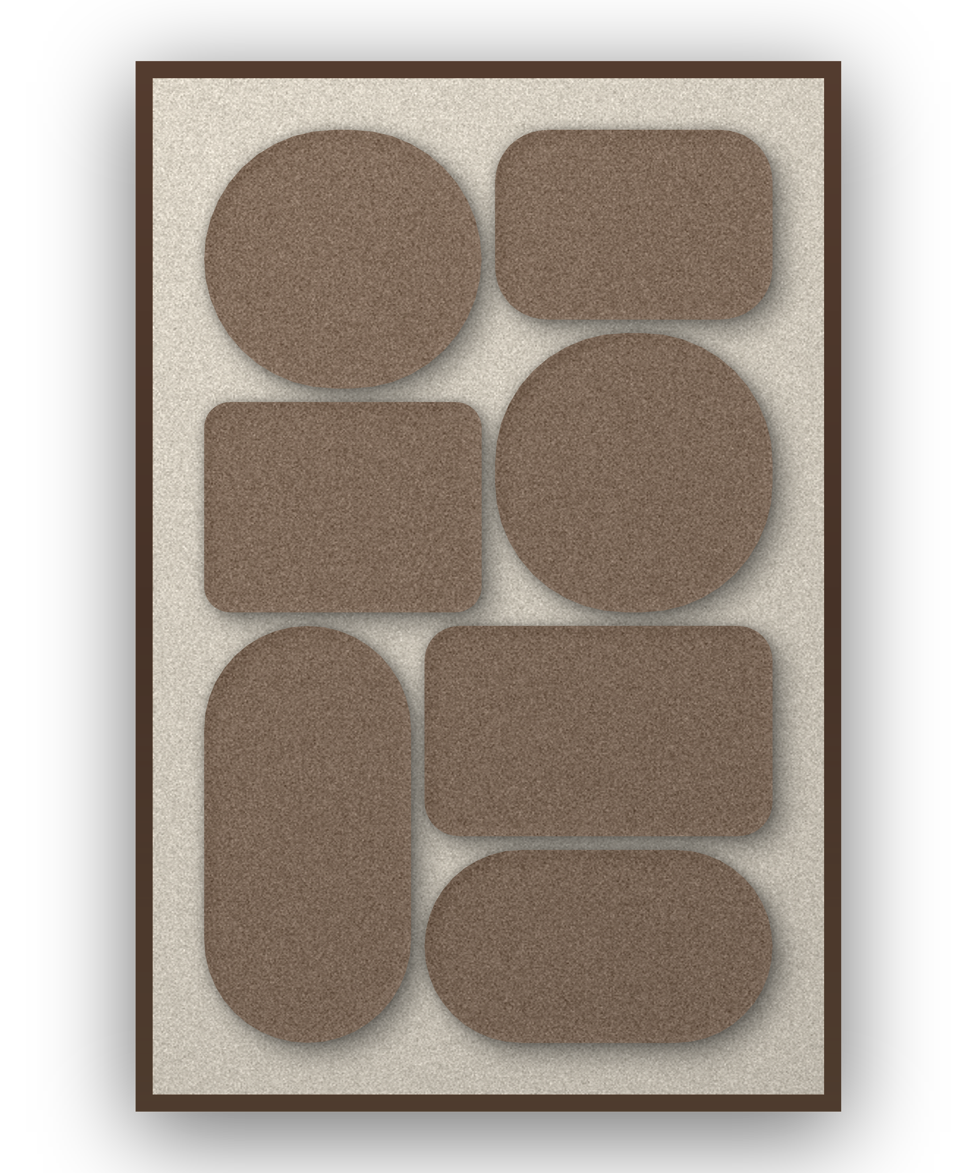 Monolith Cocoa Akustikfilz-Paneel mit kastanienbraunem Schattenfugenrahmen (Wenge), freigestellt