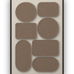 Panneau en feutre acoustique Monolith Cocoa avec éléments appliqués brun café sur ivoire, cadre caisse noir