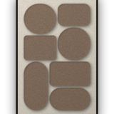 Panneau en feutre acoustique Monolith Cocoa avec éléments appliqués brun café sur ivoire, cadre caisse noir
