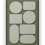 Panneau en feutre acoustique Monolith Fern avec éléments appliqués gris-vert sur vert forêt, cadre caisse noir
