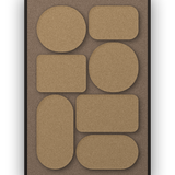 Panneau en feutre acoustique Monolith Latte avec éléments appliqués brun latte sur brun café, cadre caisse noir