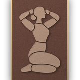 Morning Stretch Cappuccino panneau acoustique en feutre, silhouette féminine brun cappuccino sur brun café, cadre caisse naturel