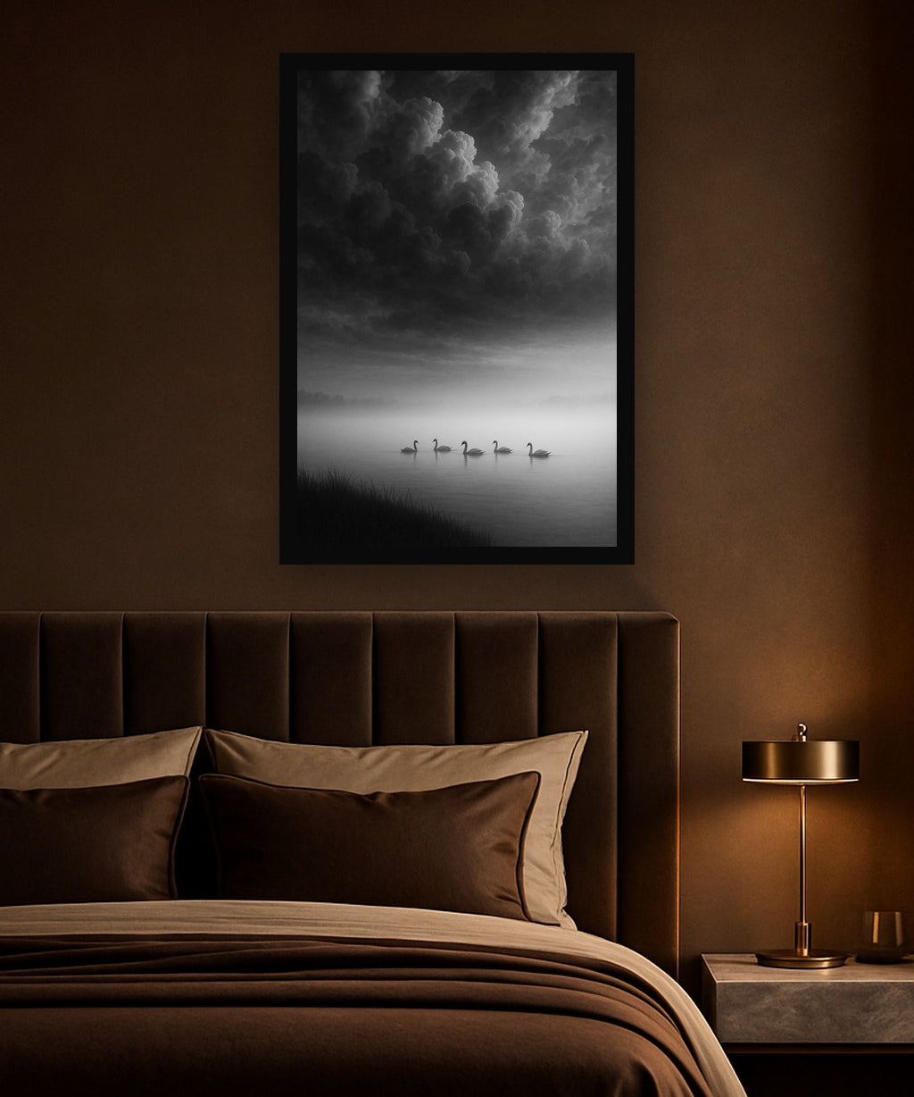 Morning Veil interieur mockup met zwarte lijst