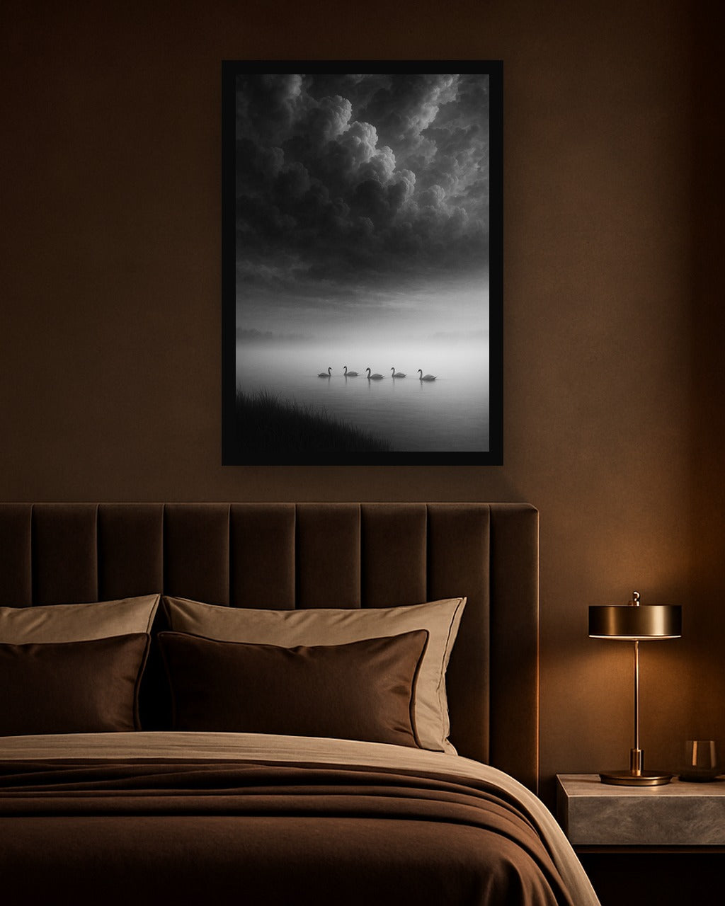 Morning Veil interieur mockup met zwarte lijst