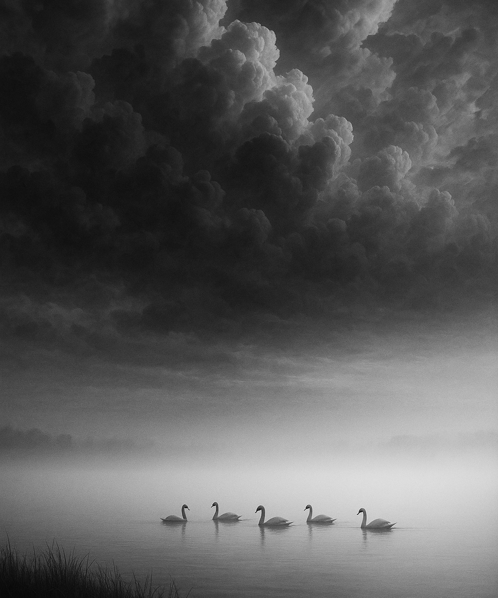 Morning Veil - zwart-wit dierportret, Wandkraft