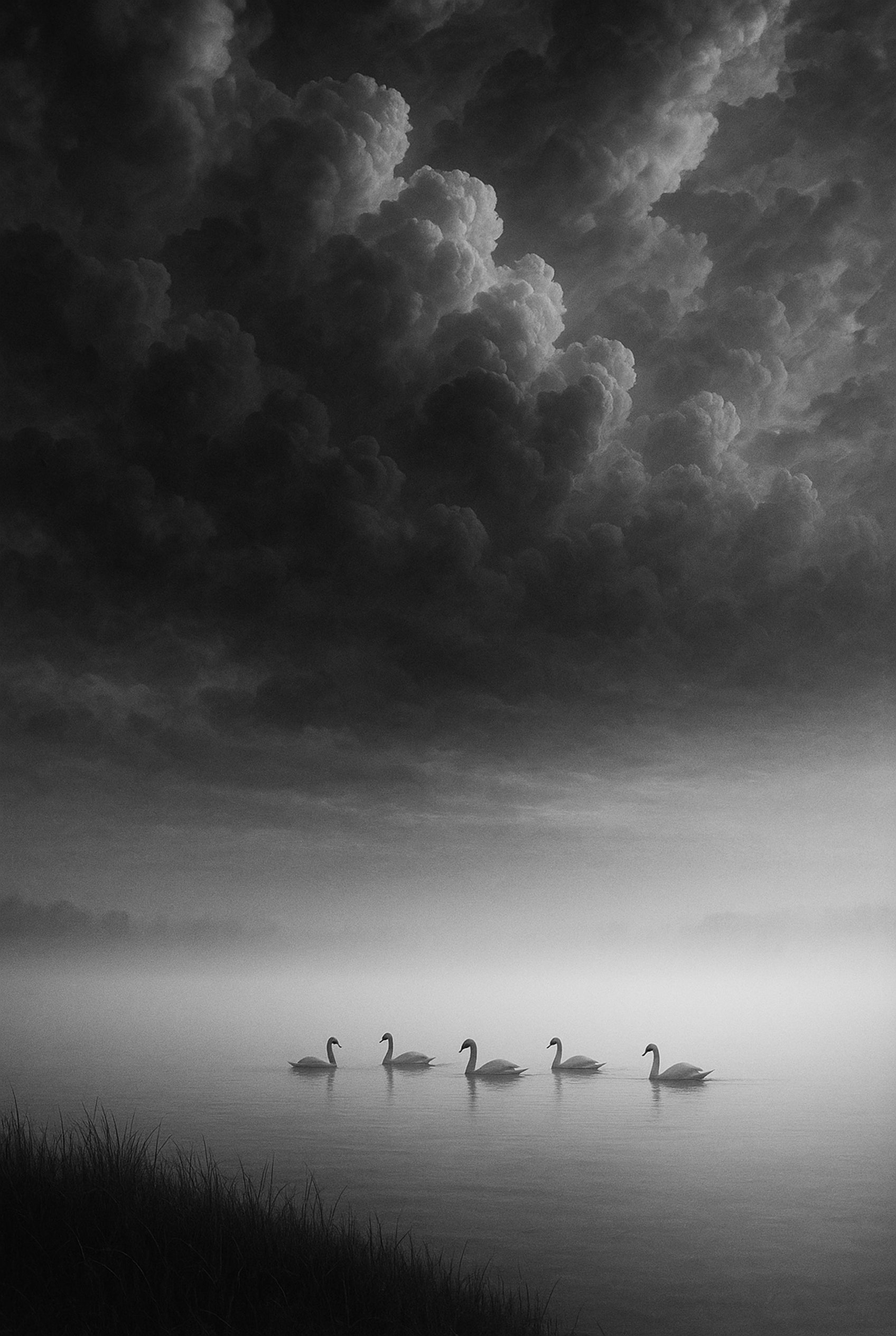 Morning Veil - zwart-wit dierportret, Wandkraft
