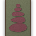 Pebble Cairn Berry akoestisch viltpaneel met kastanjebruine (wenge) baklijst, vrijstaand