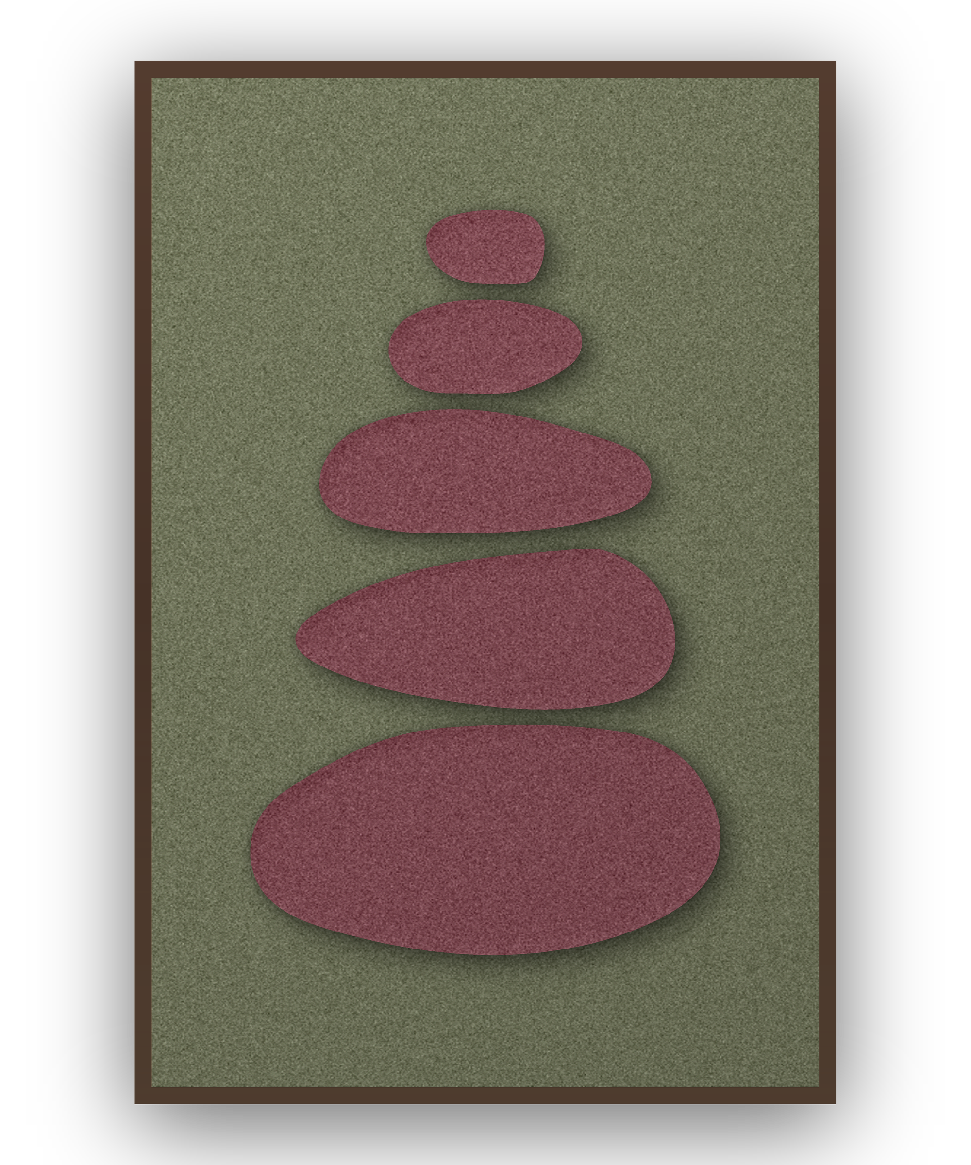 Pebble Cairn Berry akoestisch viltpaneel met kastanjebruine (wenge) baklijst, vrijstaand