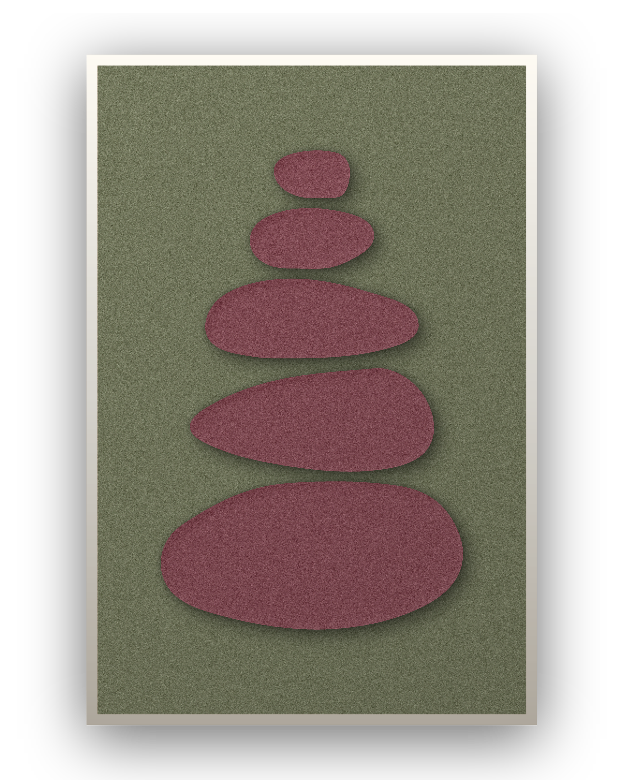 Pebble Cairn Berry akoestisch viltpaneel met witte baklijst, vrijstaand