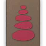 Pebble Cairn Ember akoestisch viltpaneel met kastanjebruine (wenge) baklijst, vrijstaand