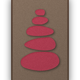 Pebble Cairn Ember akoestisch viltpaneel met kastanjebruine (wenge) baklijst, vrijstaand