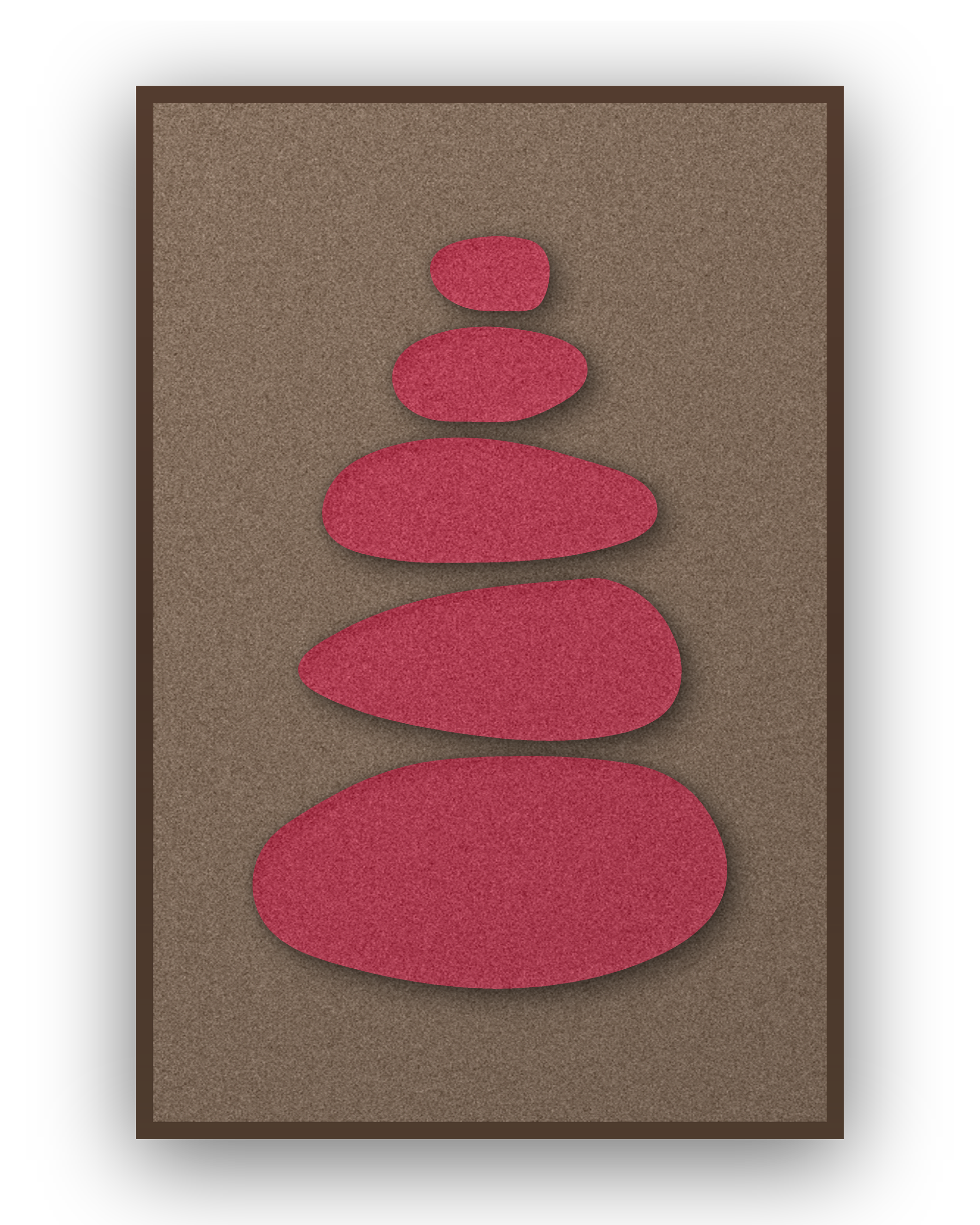 Pebble Cairn Ember akoestisch viltpaneel met kastanjebruine (wenge) baklijst, vrijstaand