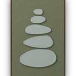 Pebble Cairn Forest akoestisch viltpaneel met kastanjebruine (wenge) baklijst, vrijstaand