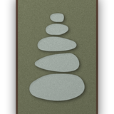 Pebble Cairn Forest akoestisch viltpaneel met kastanjebruine (wenge) baklijst, vrijstaand