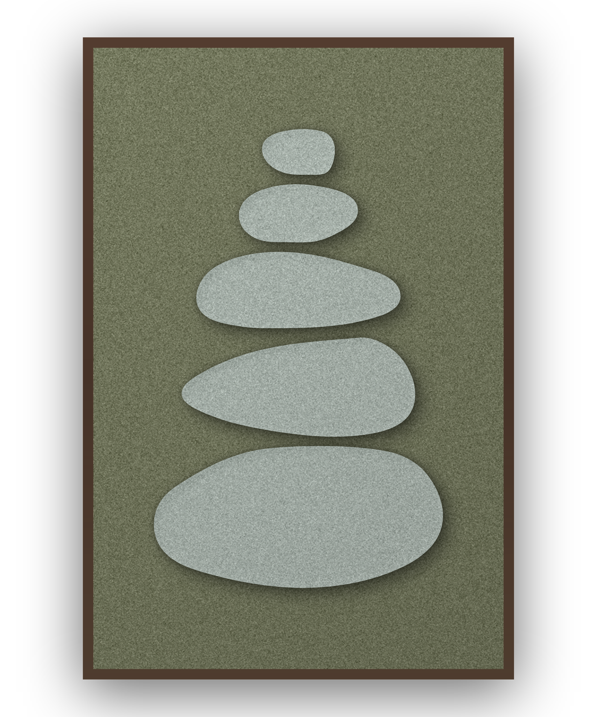 Pebble Cairn Forest akoestisch viltpaneel met kastanjebruine (wenge) baklijst, vrijstaand