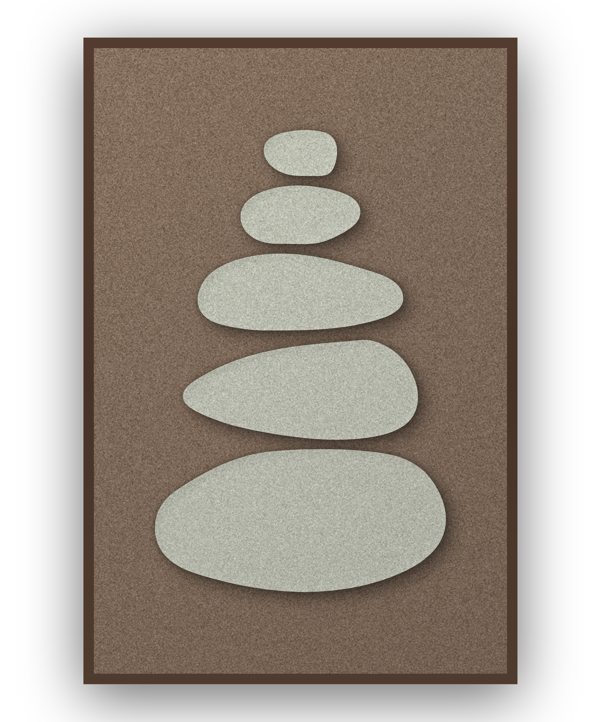 Pebble Cairn Mocha akoestisch viltpaneel met kastanjebruine (wenge) baklijst, vrijstaand