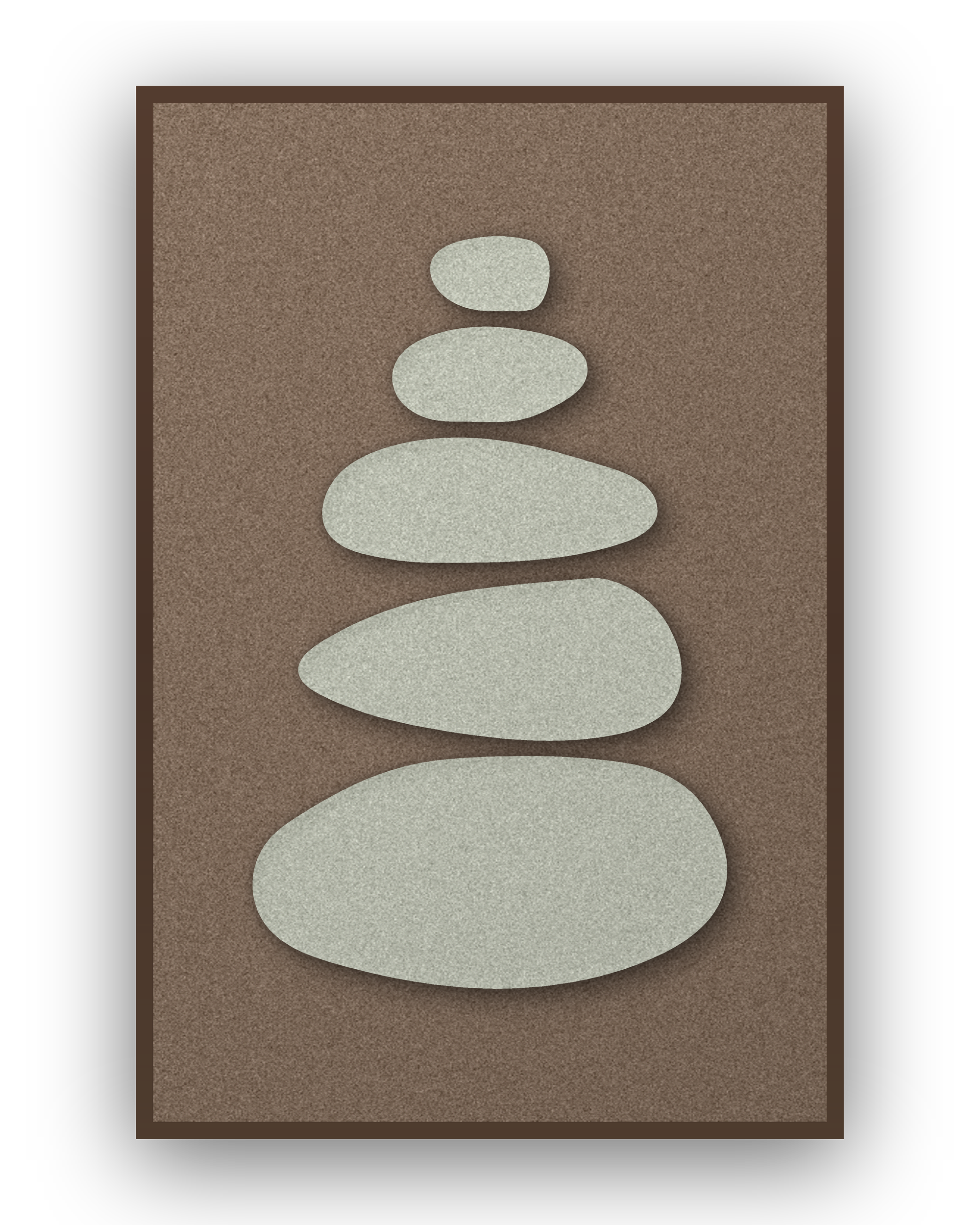 Pebble Cairn Mocha akoestisch viltpaneel met kastanjebruine (wenge) baklijst, vrijstaand
