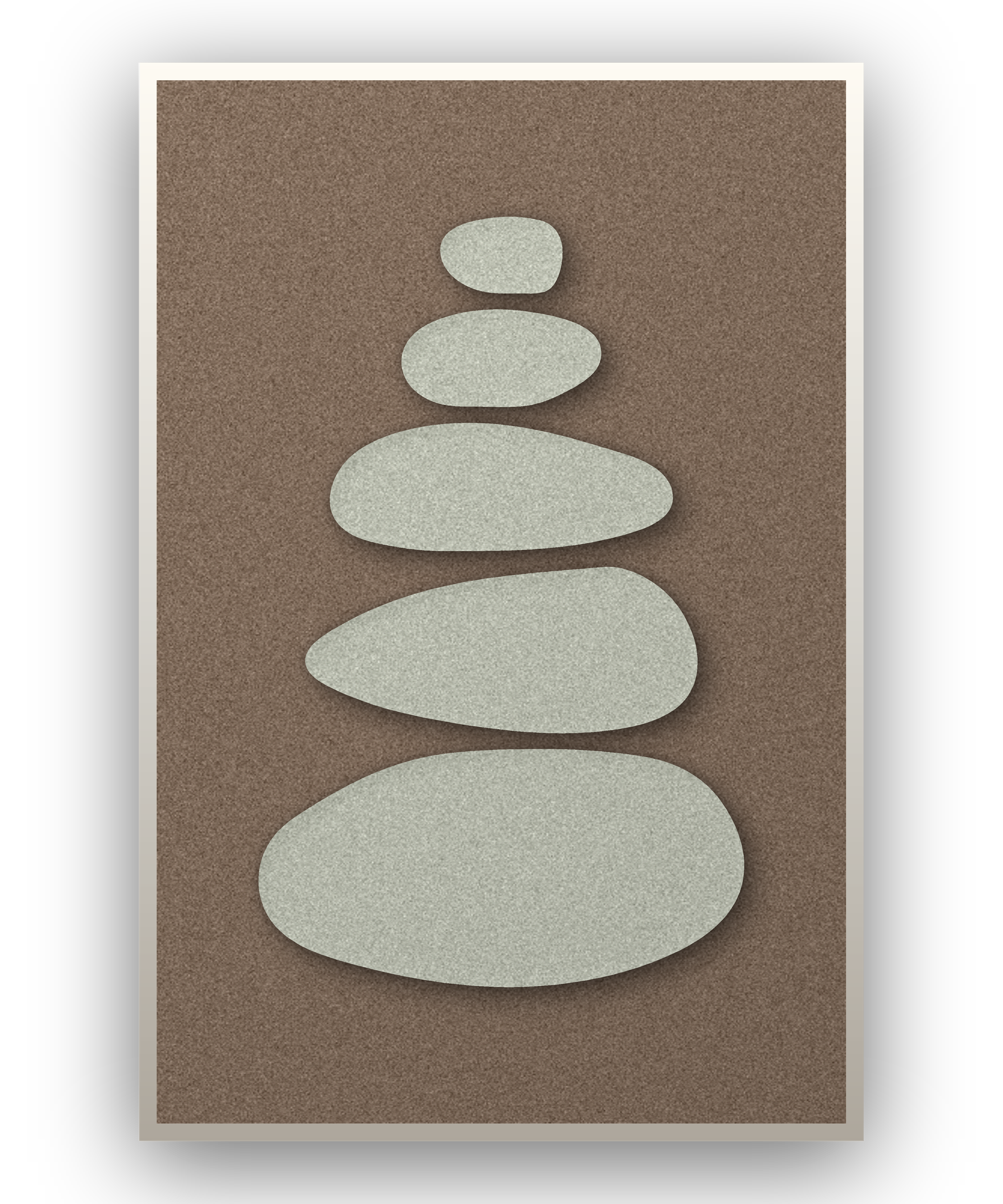 Pebble Cairn Mocha akoestisch viltpaneel met witte baklijst, vrijstaand