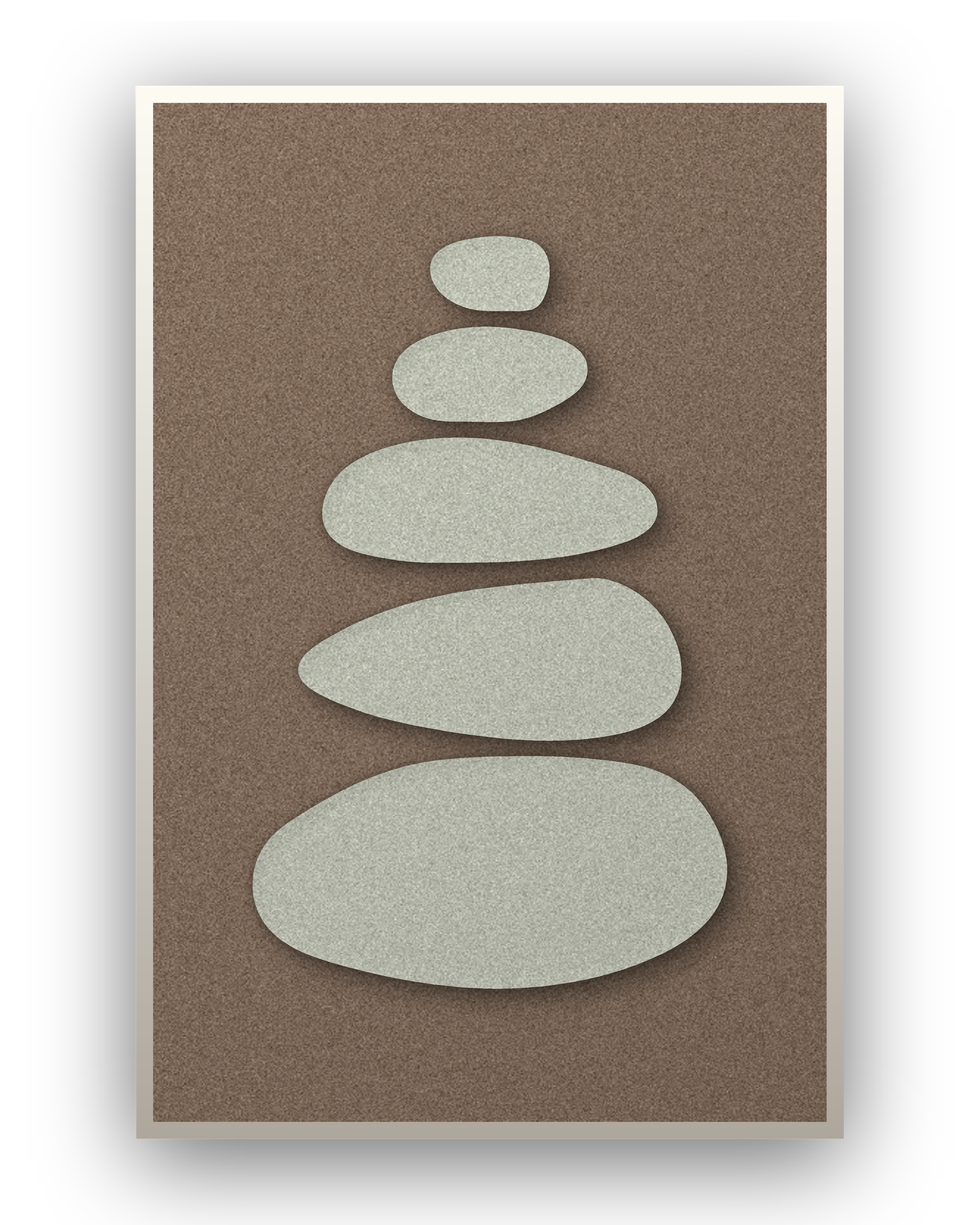 Pebble Cairn Mocha akoestisch viltpaneel met witte baklijst, vrijstaand