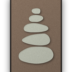 Pebble Cairn Mocha akoestisch viltpaneel met opgelegde delen in grijsgroen op koffiebruin, zwarte baklijst