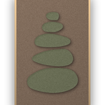 Pebble Cairn akoestisch vilt paneel Moss met blanke baklijst