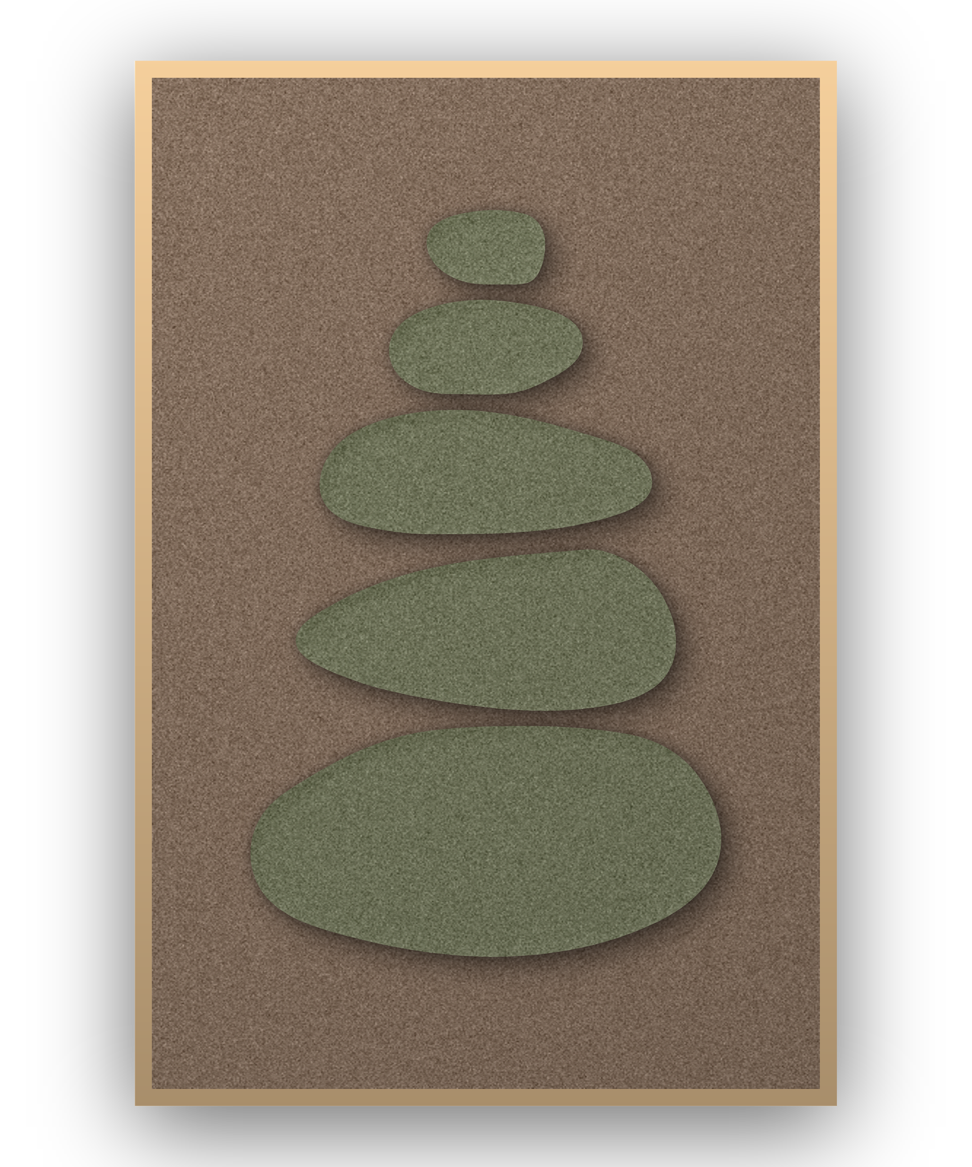 Pebble Cairn akoestisch vilt paneel Moss met blanke baklijst