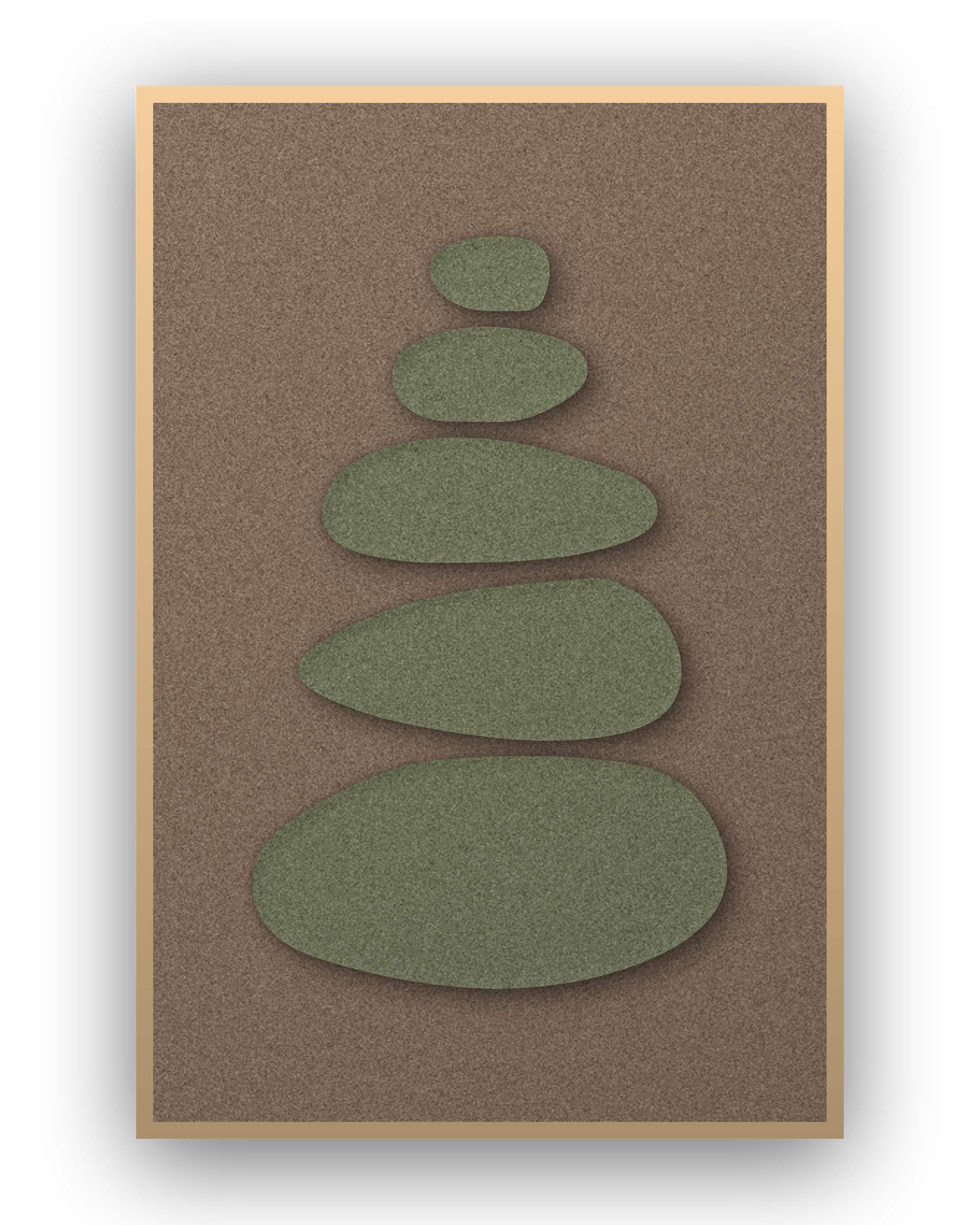 Pebble Cairn akoestisch vilt paneel Moss met blanke baklijst