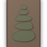 Pebble Cairn Moss akoestisch viltpaneel met kastanjebruine (wenge) baklijst, vrijstaand