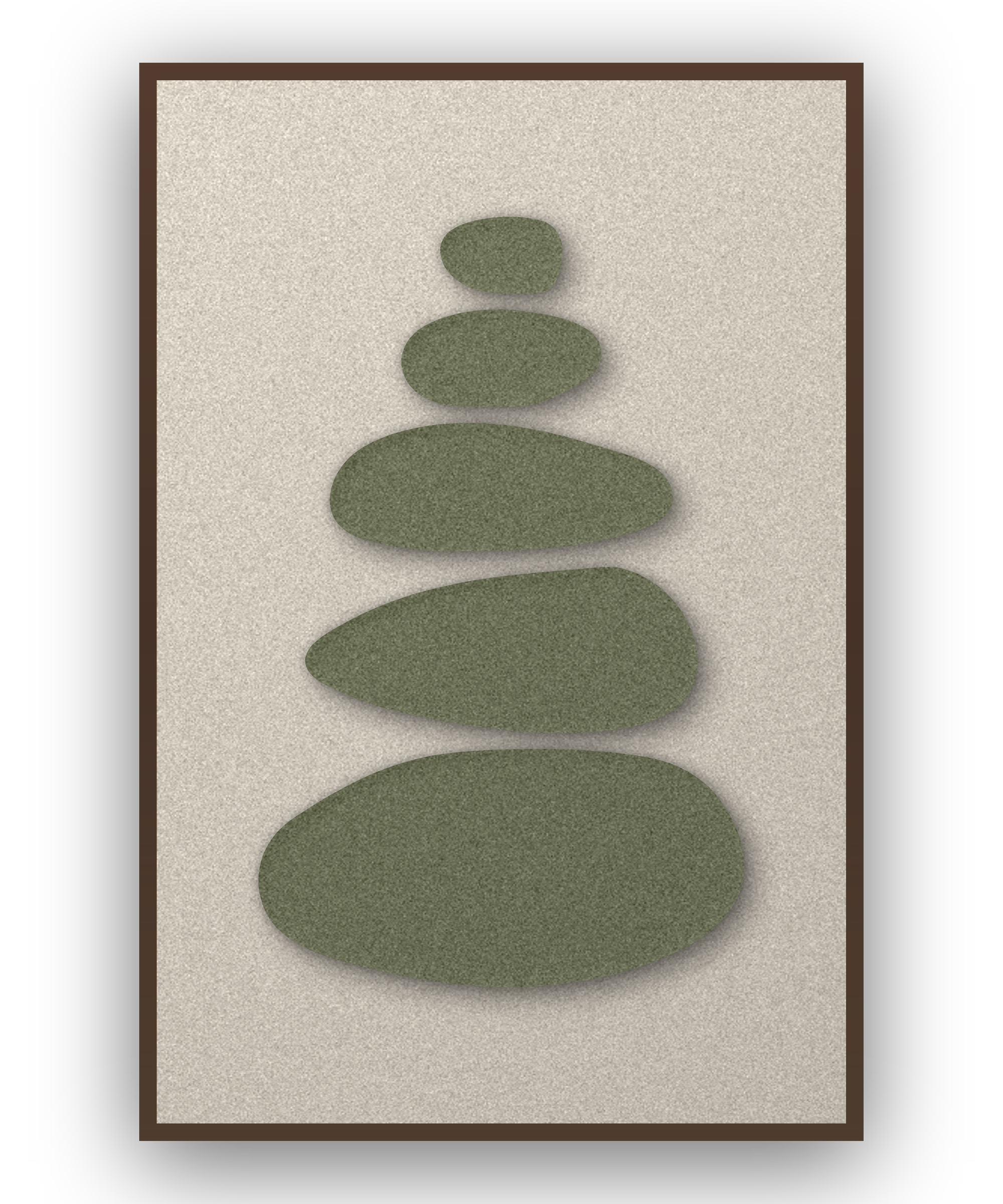 Pebble Cairn Sage akoestisch viltpaneel met kastanjebruine (wenge) baklijst, vrijstaand