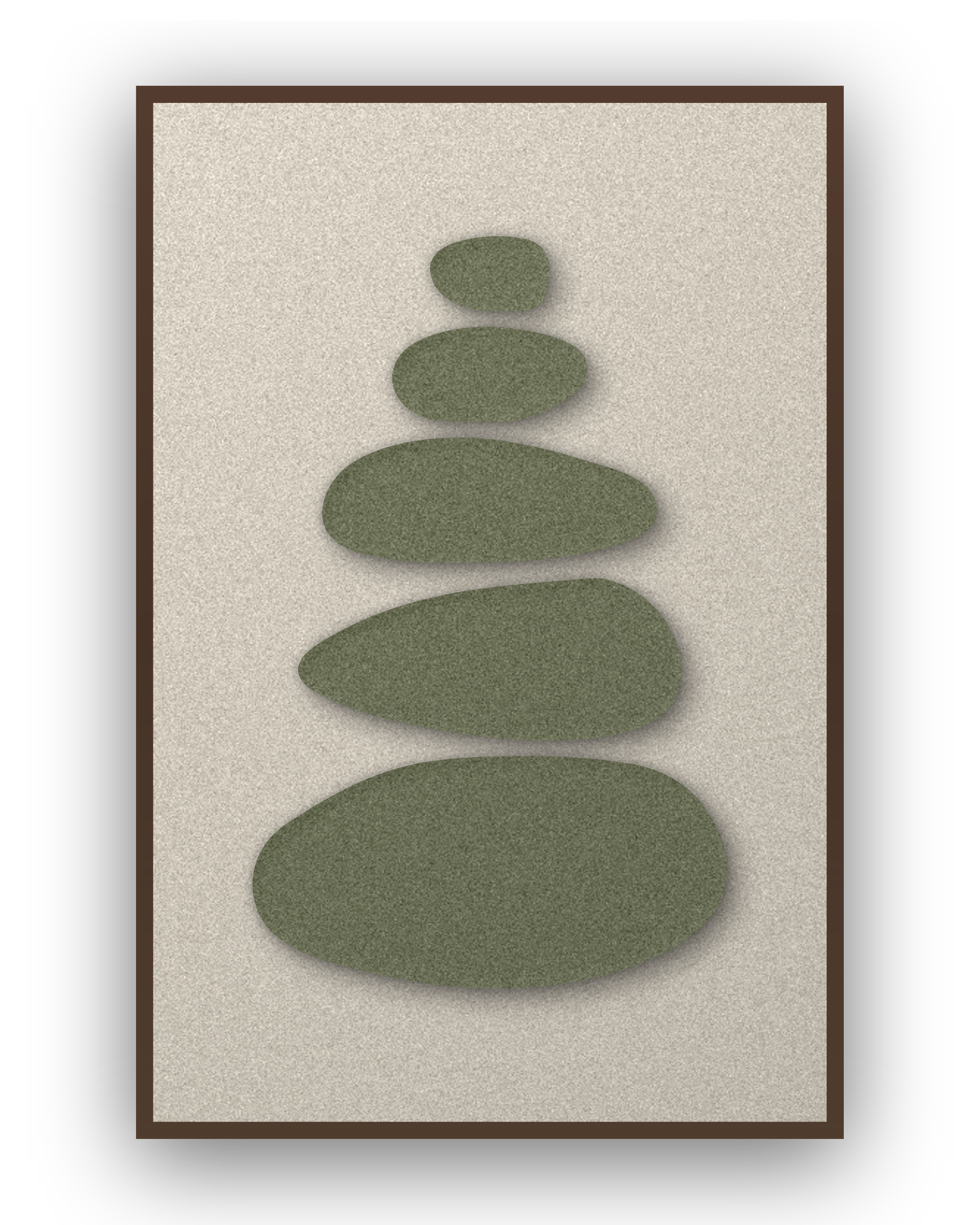 Pebble Cairn Sage akoestisch viltpaneel met kastanjebruine (wenge) baklijst, vrijstaand
