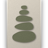 Pebble Cairn Sage akoestisch viltpaneel met witte baklijst, vrijstaand