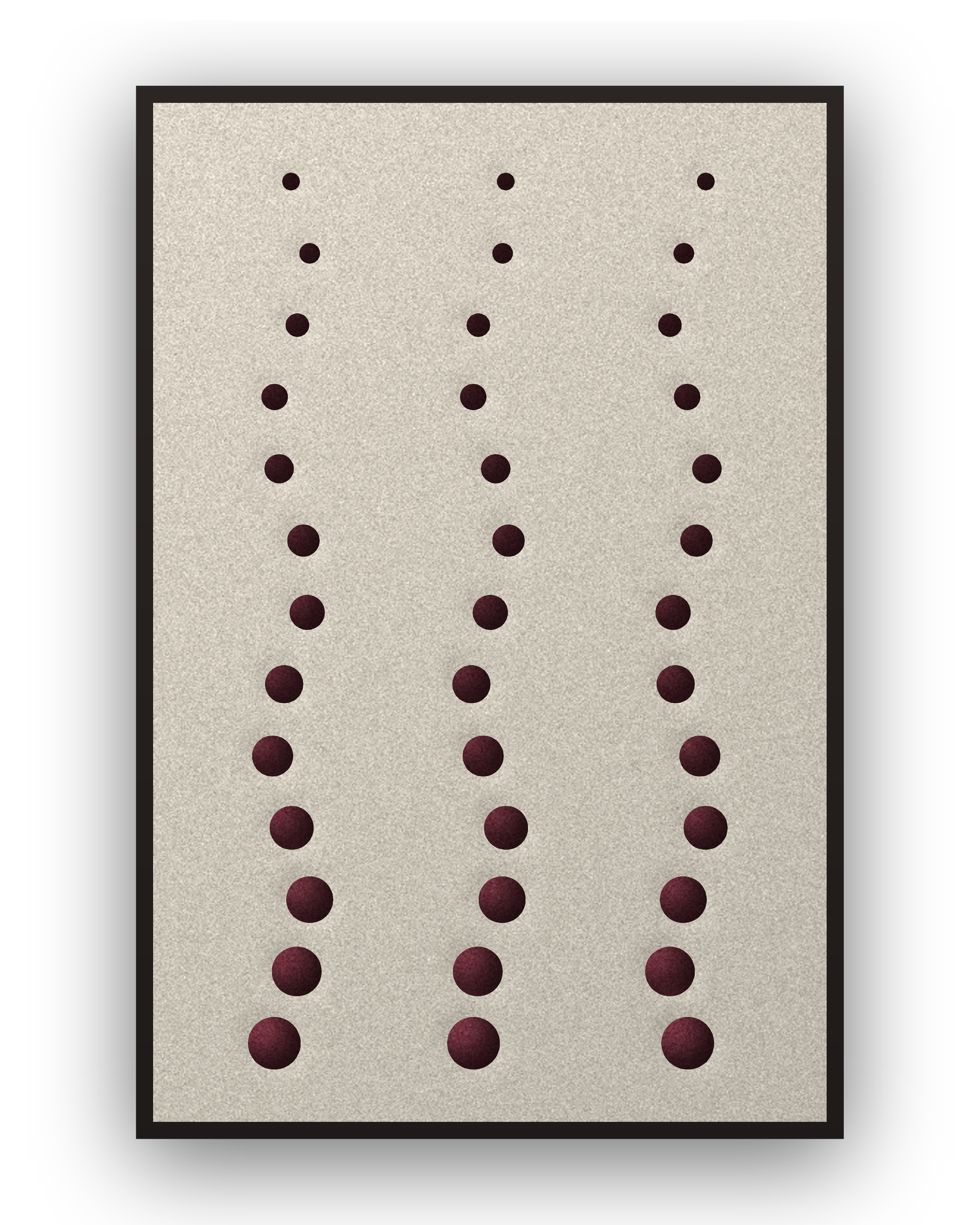 Pebble Rain Akustikfilz-Paneel mit schwarzem Schattenfugenrahmen, freigestellt