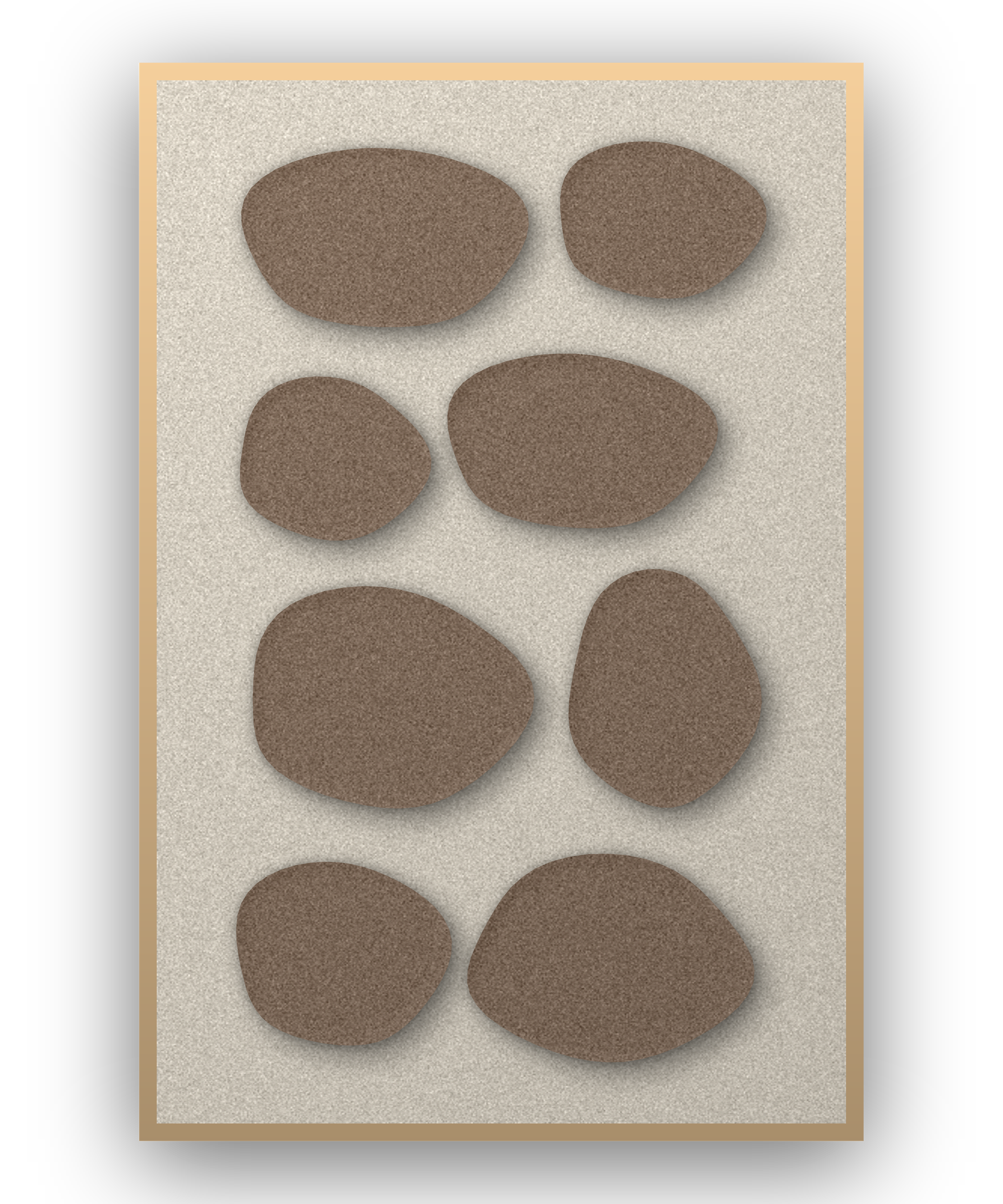 Pebble Mosaic Cocoa Akustikfilz-Paneel, Schattenfugenrahmen in Natur