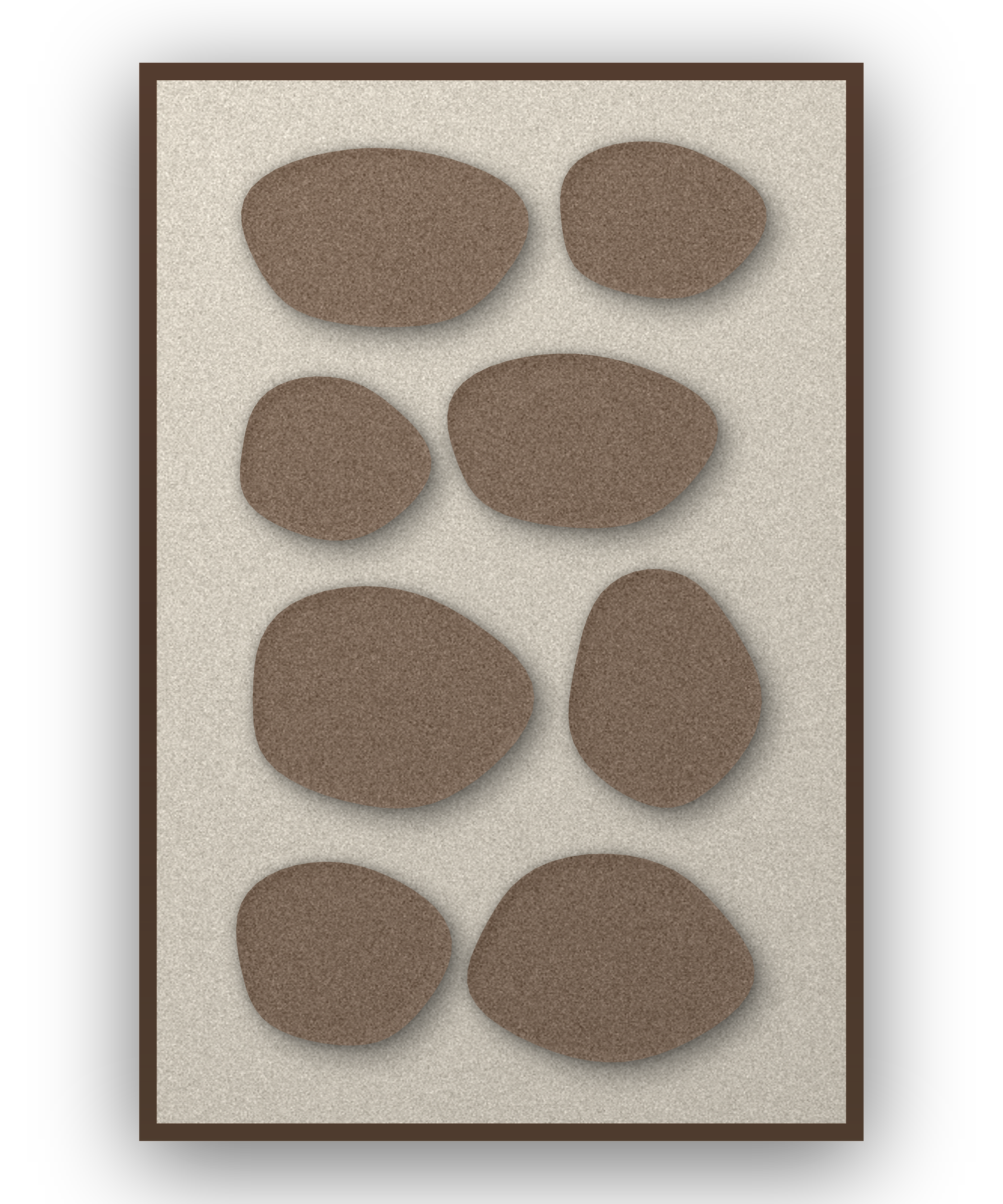 Pebble Mosaic Cocoa Akustikfilz-Paneel mit kastanienbraunem Schattenfugenrahmen (Wenge), freigestellt