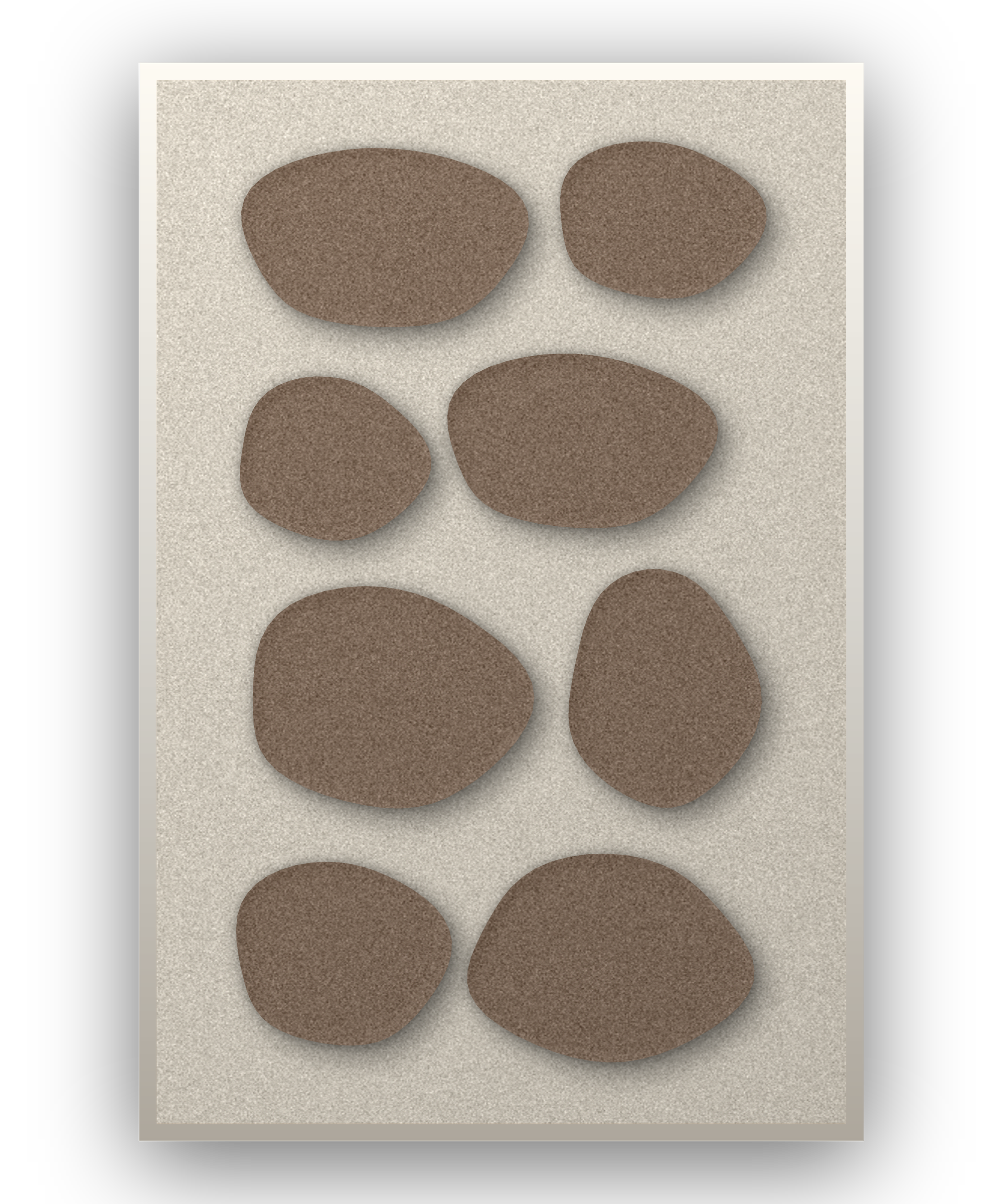 Pebble Mosaic Cocoa Akustikfilz-Paneel mit weißem Schattenfugenrahmen, freigestellt