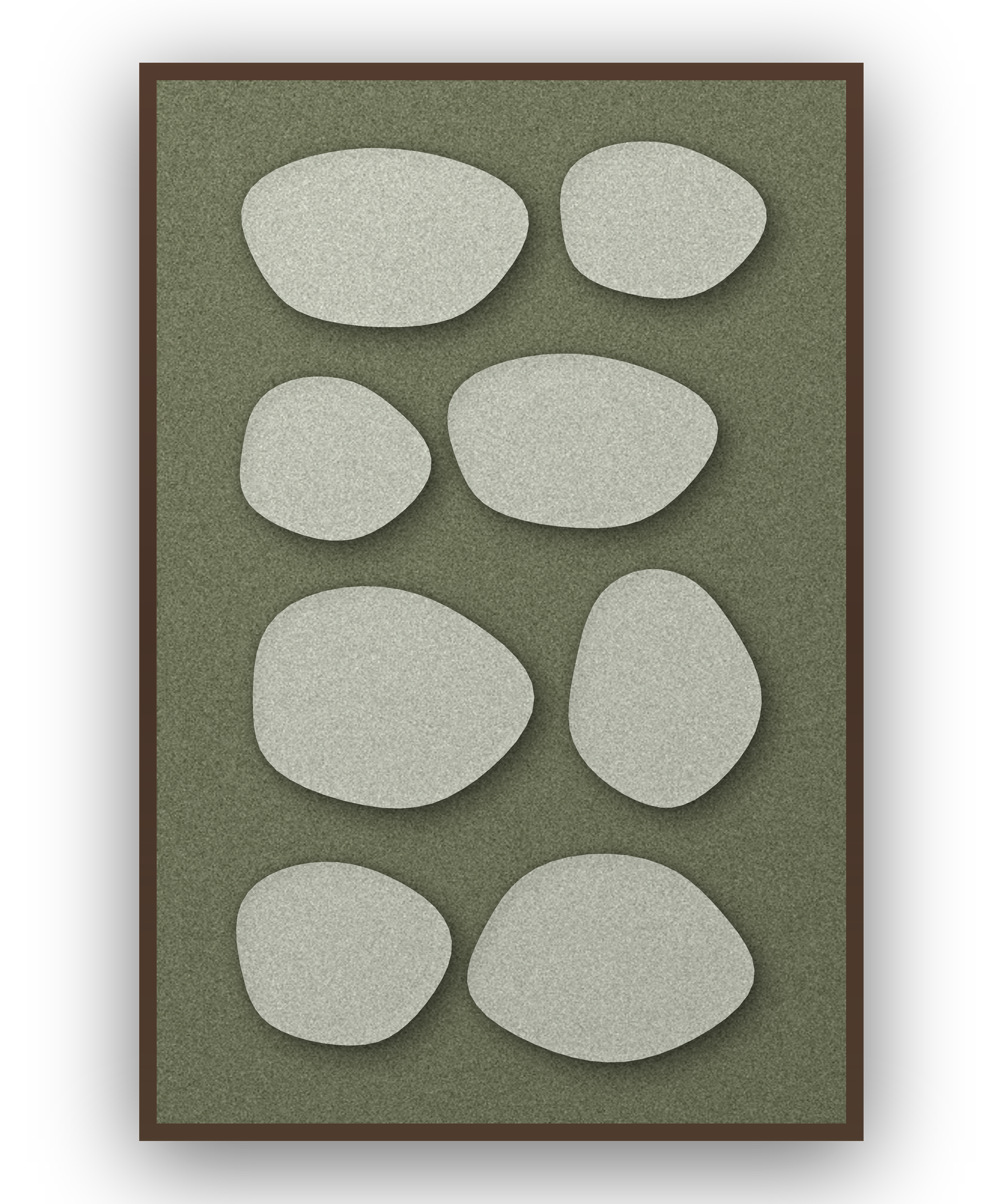 Pebble Mosaic Fern Akustikfilz-Paneel mit kastanienbraunem Schattenfugenrahmen (Wenge), freigestellt