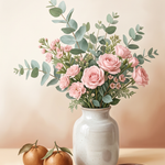 Petal Vessel - stilleven met rozen en mandarijnen wanddecoratie