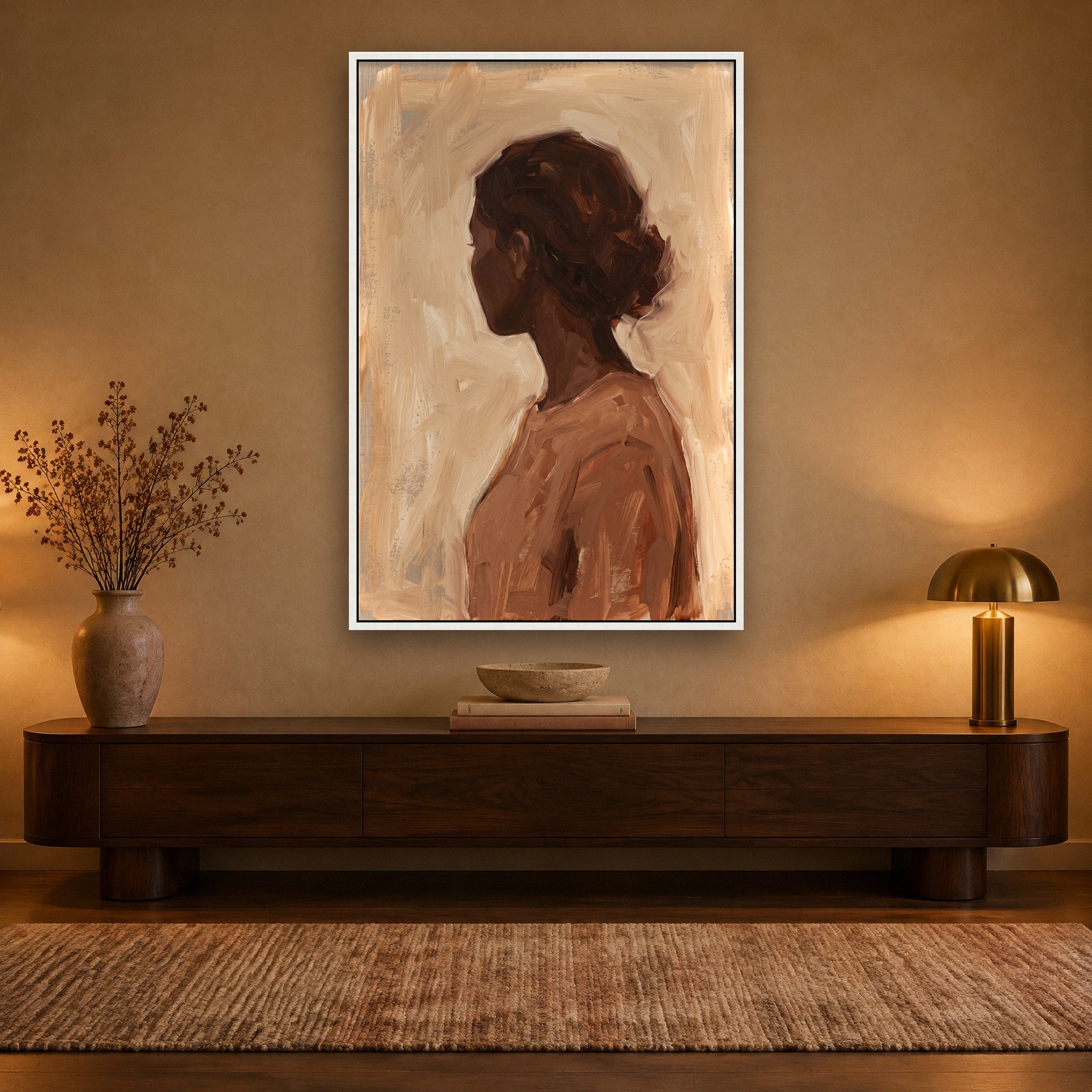 Quiet Silhouette sfeerbeeld met witte baklijst in een warme hal