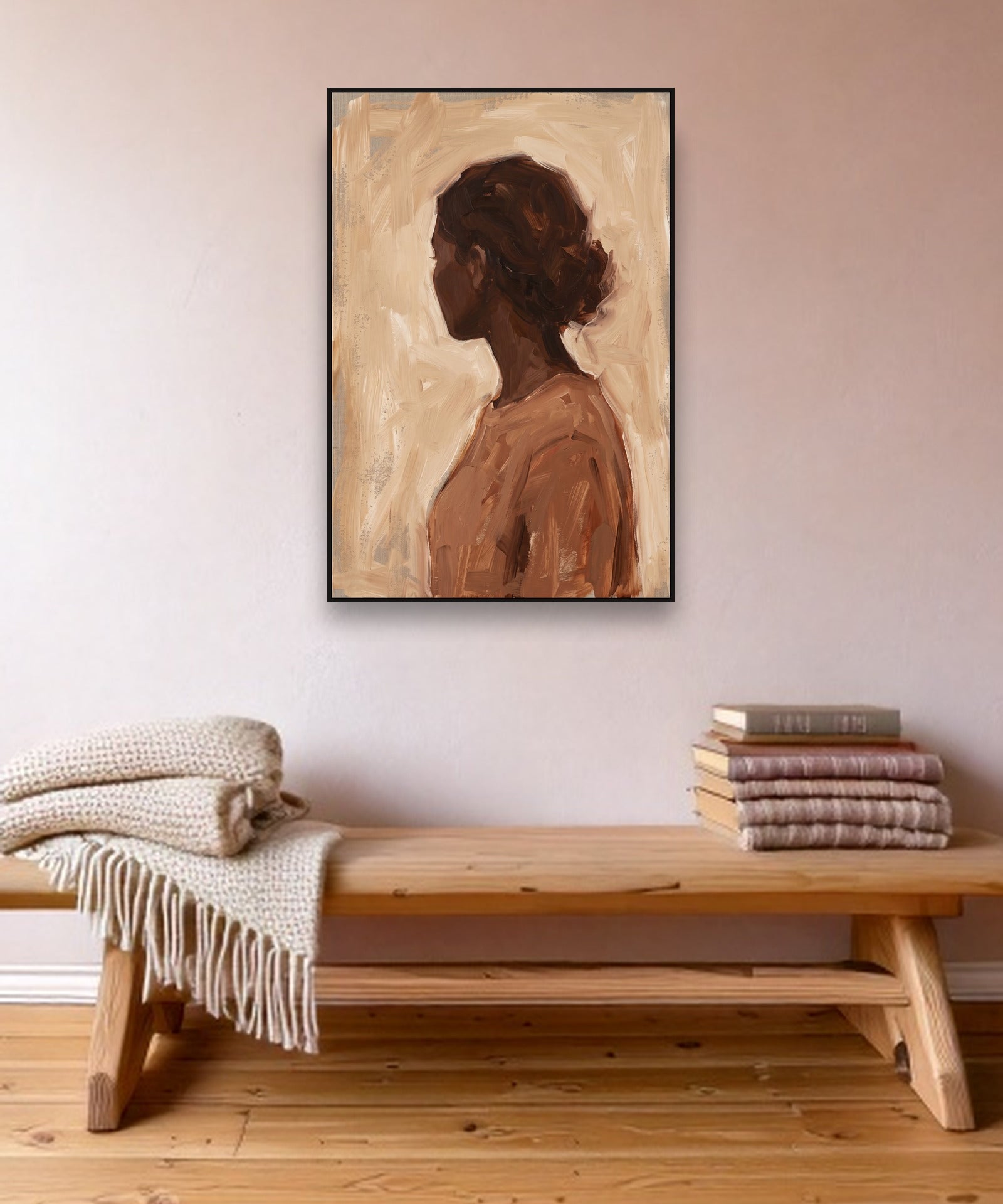 Quiet Silhouette Stimmungsbild mit schwarzem Schattenfugenrahmen im skandinavischen Interieur