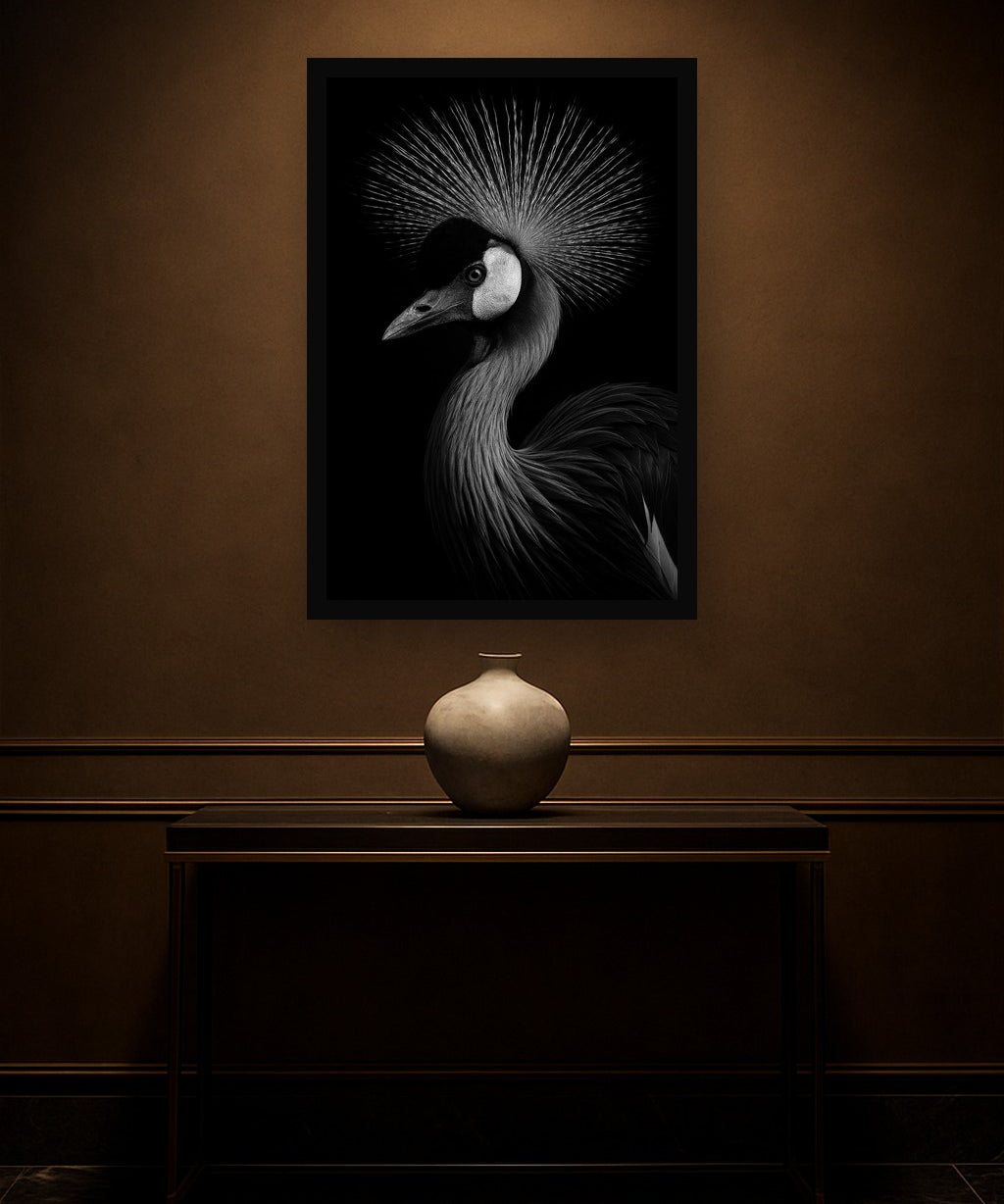 Quill Crown interieur mockup met zwarte lijst