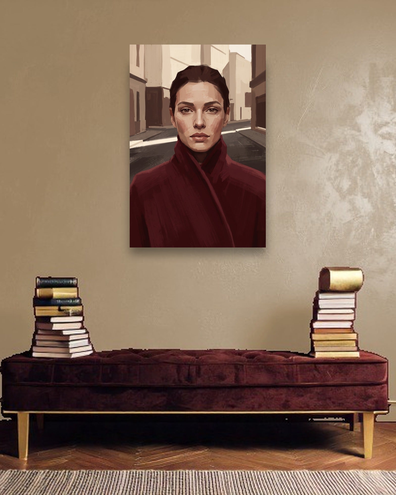 Red Coat ambiance sans cadre dans un intérieur de luxe moderne