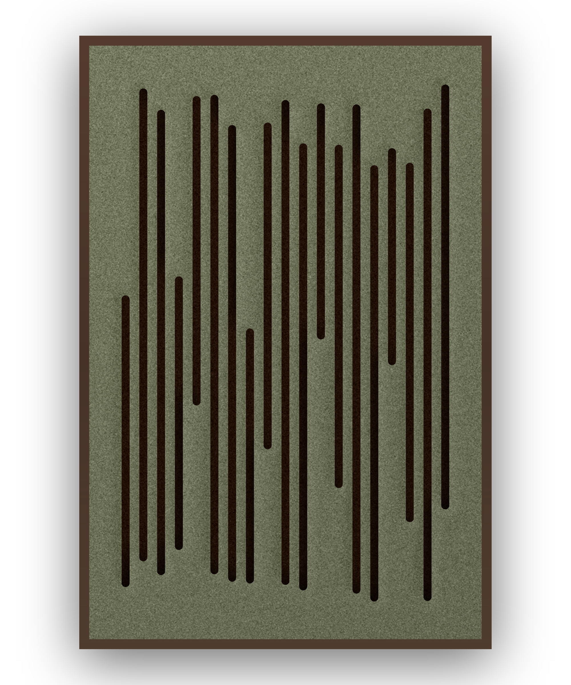 Reed Lines akoestisch viltpaneel met kastanjebruine (wenge) baklijst, vrijstaand