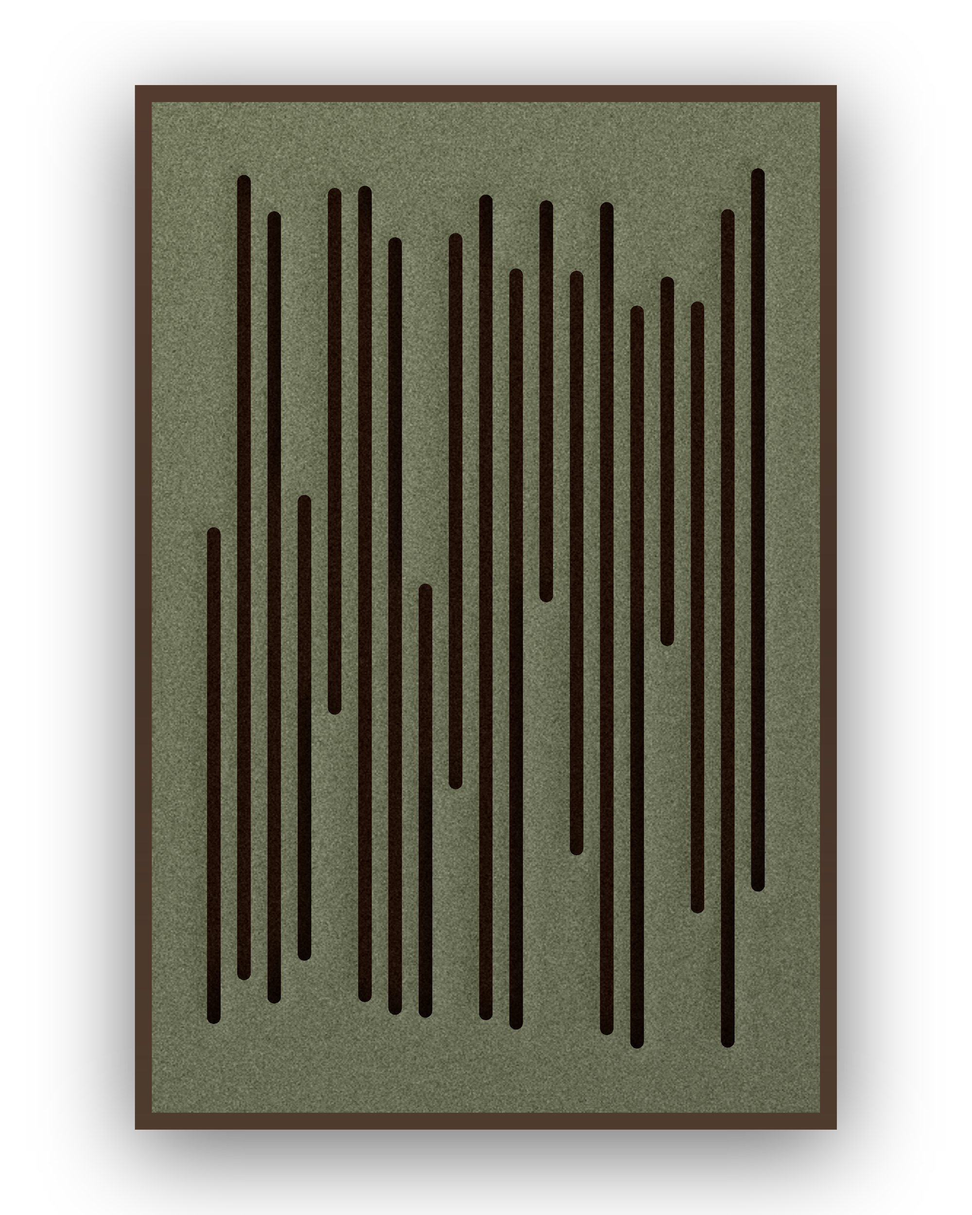 Reed Lines akoestisch viltpaneel met kastanjebruine (wenge) baklijst, vrijstaand