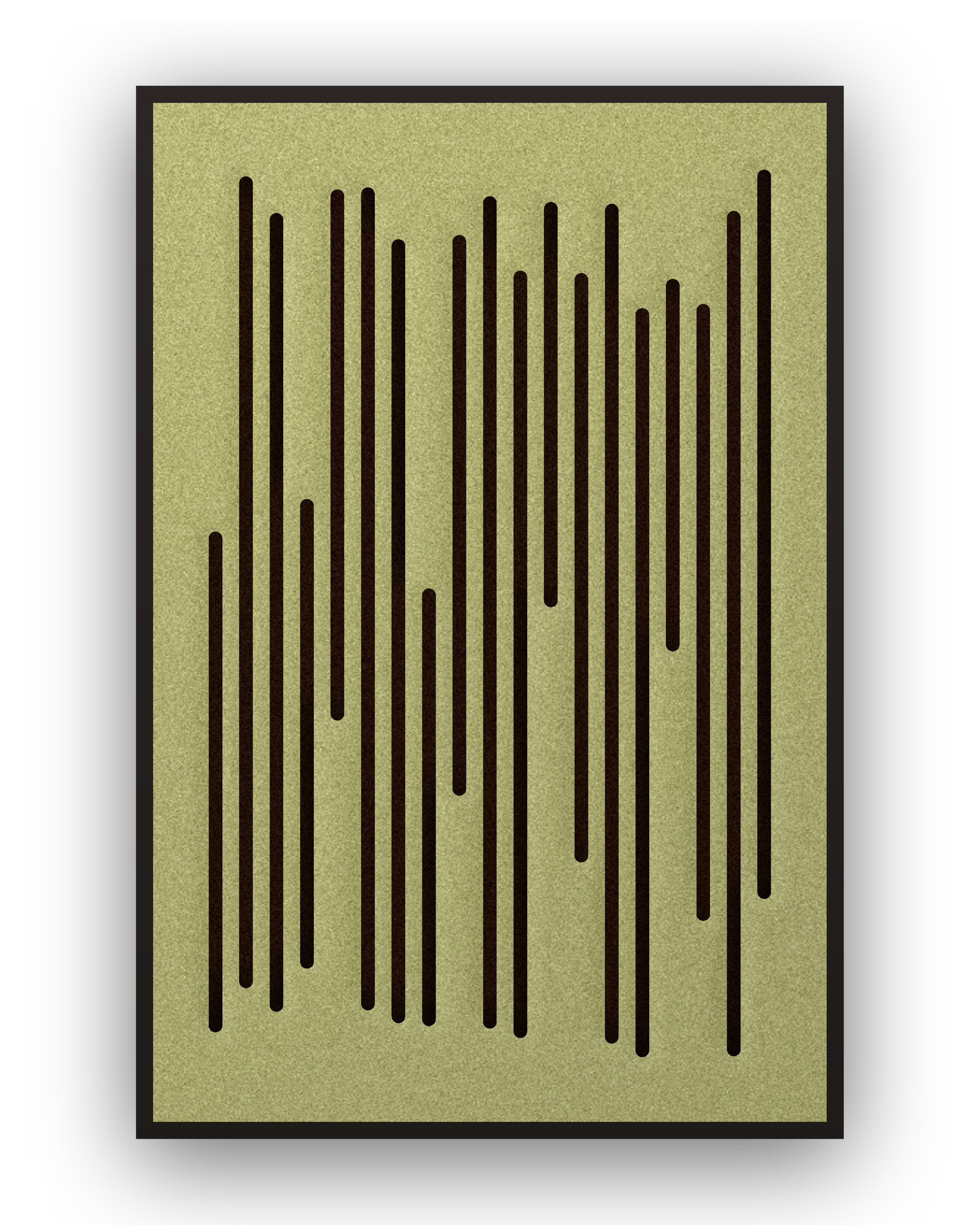 Reed Lines Akustikfilz-Paneel mit schwarzem Schattenfugenrahmen, freigestellt