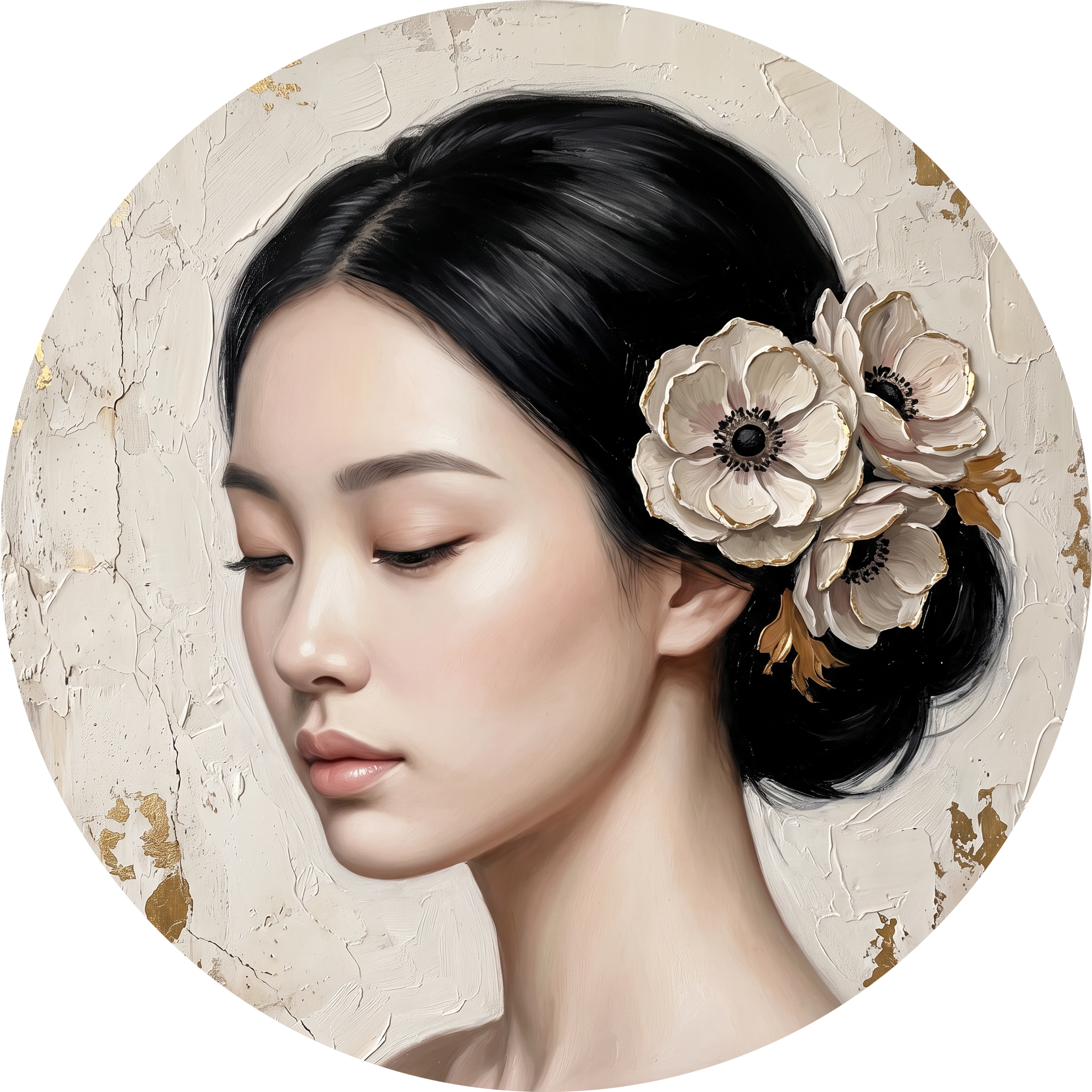 Anemone Grace, rond kunstwerk op dibond van Wandkraft, Faces