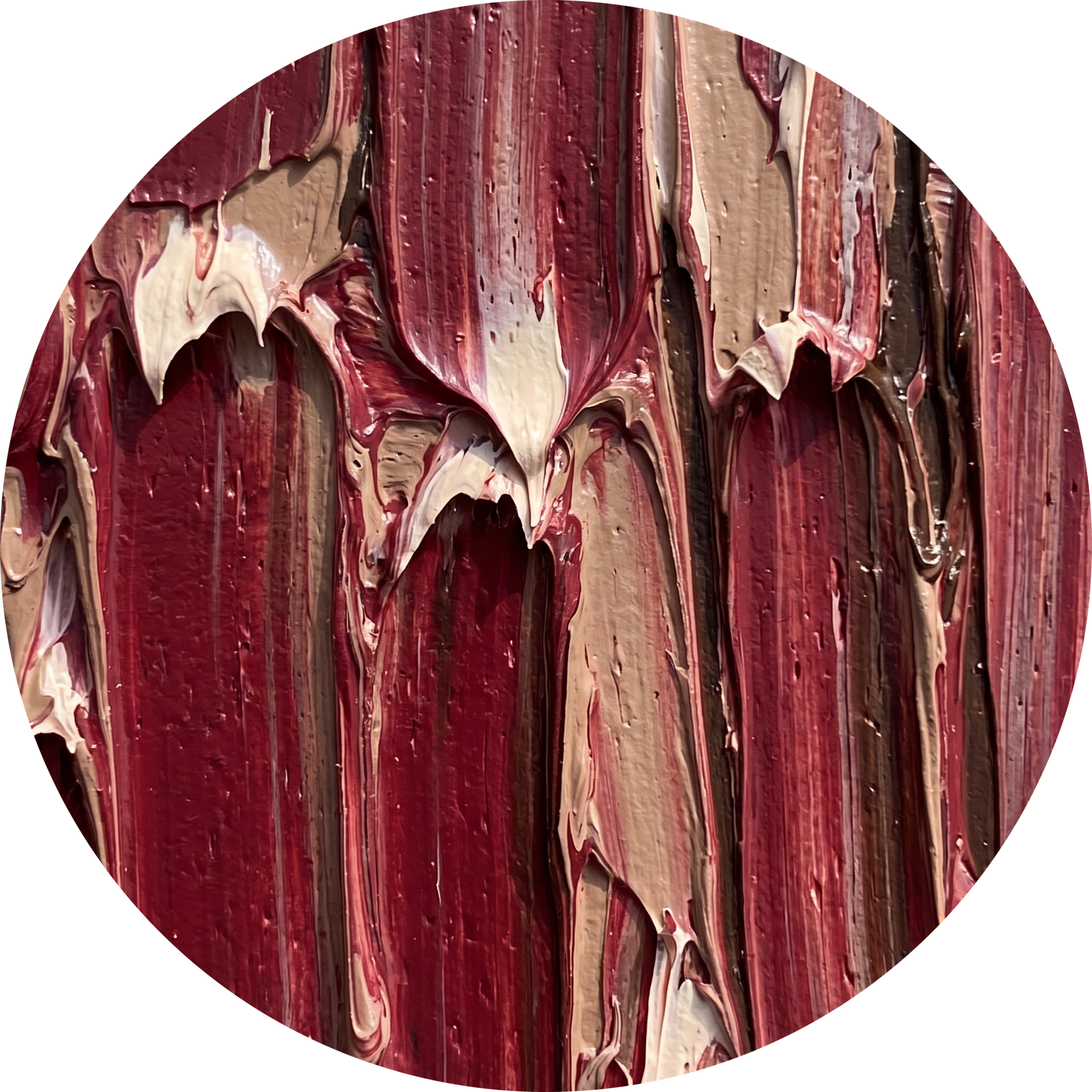 Claret Nocturne, rond kunstwerk op dibond van Wandkraft, Structure Art